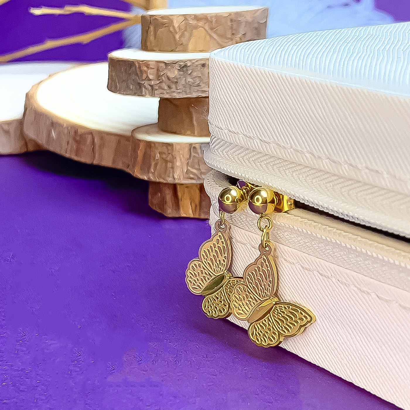 Delicate Golden Butterfly Dangle Earrings