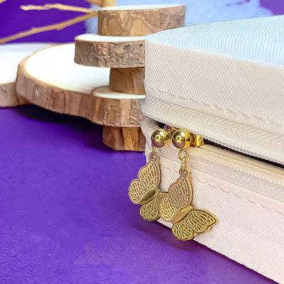 Delicate Golden Butterfly Dangle Earrings