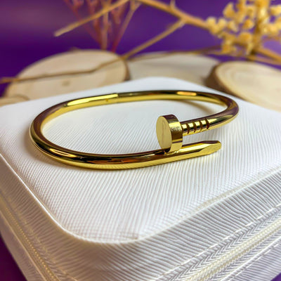 Modern Golden Nail Bangle Bracelet
