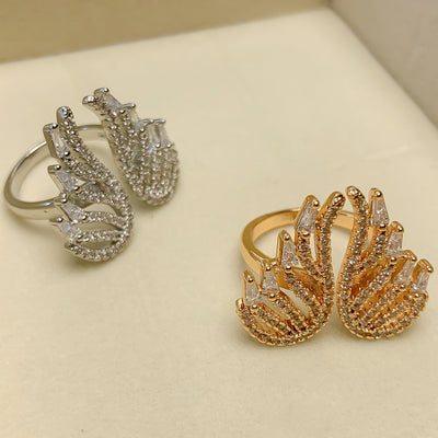 Golden Angel Wing Zircon Ring
