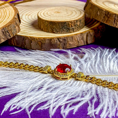 Golden Ruby Red Zircon Centerpiece Bracelet