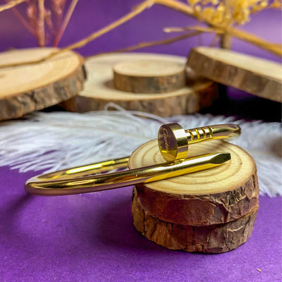 Modern Golden Nail Bangle Bracelet
