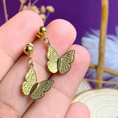 Delicate Golden Butterfly Dangle Earrings
