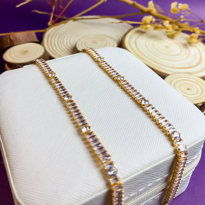 Golden Baguette Zircon Tennis Bracelet