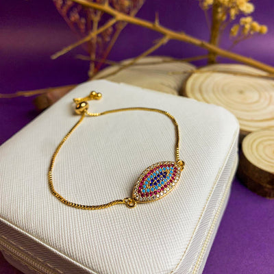 Golden Multi-Color Evil Eye Slider Bracelet
