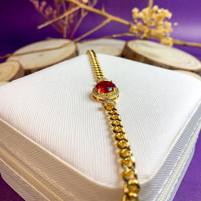 Golden Ruby Red Zircon Centerpiece Bracelet