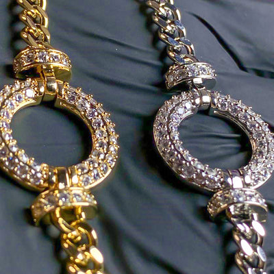 Golden and Silver-Toned Pave Circle Bracelet