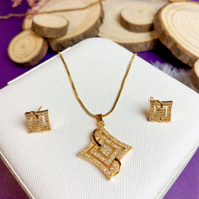 Golden Pave Rhombus Jewelry Set