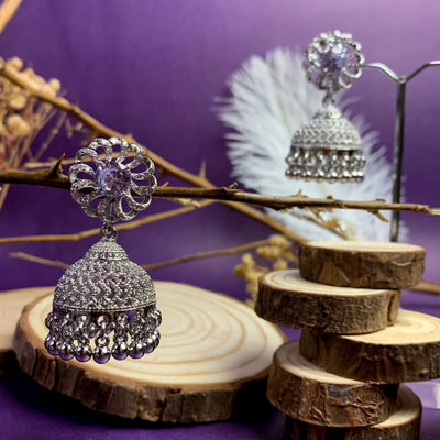 Modern Silver-Toned Jhumka Earrings