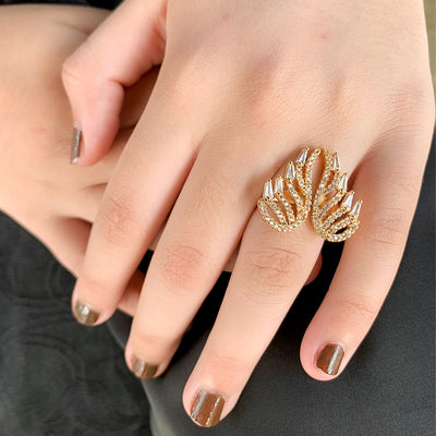 Golden Angel Wing Zircon Ring