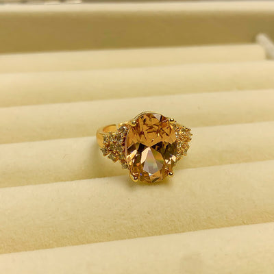 Golden Peach Zircon Solitaire Ring