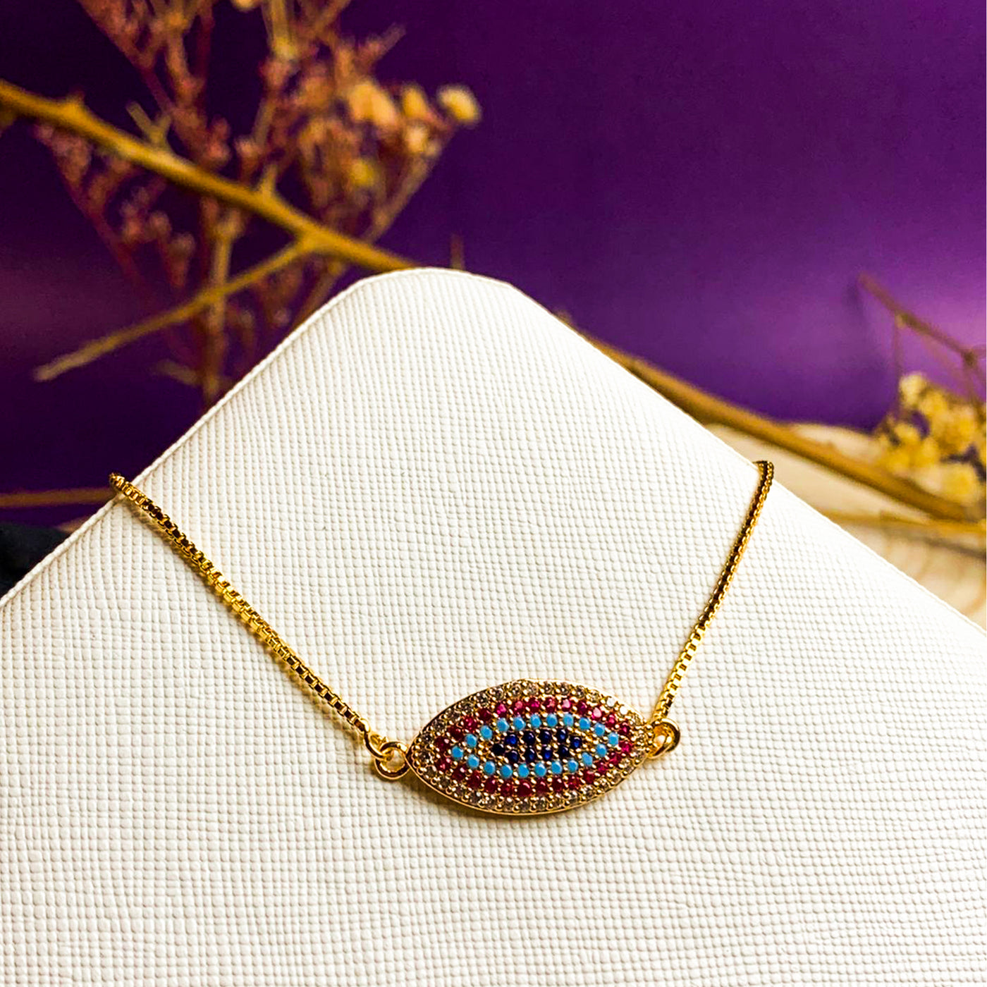 Golden Multi-Color Evil Eye Slider Bracelet