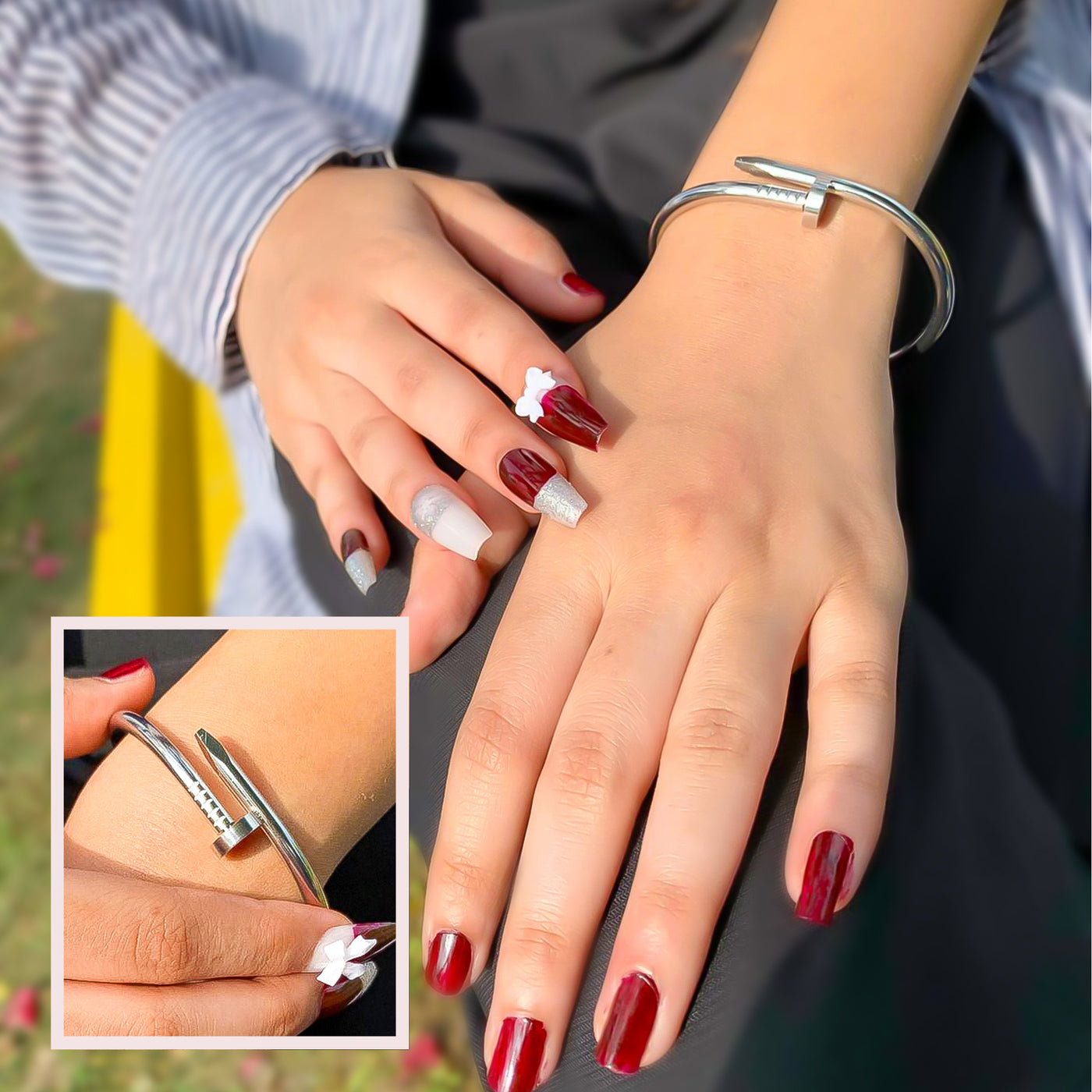 Modern Nail Bangle Bracelet