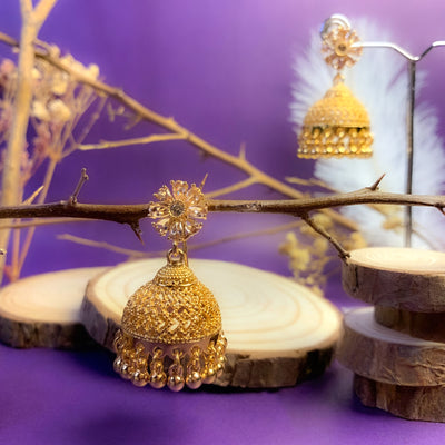 Exquisite Golden Jhumka Earrings